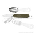 Foldable knife fork spoon set with a can opener